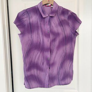 Vintage Striped Purple Shirt, 90s Abstract Blouse
